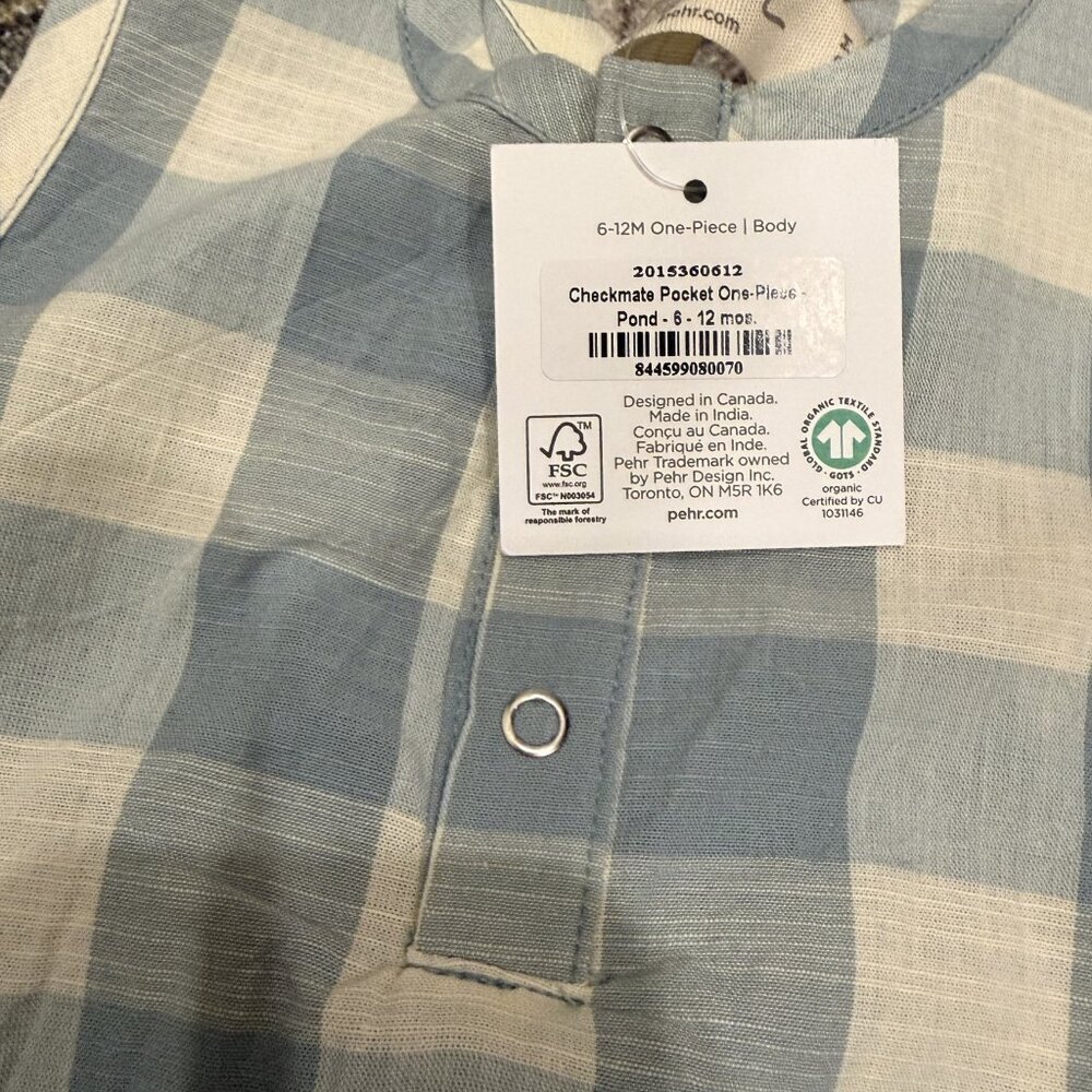NWT Pehr Gingham Onsie and Hat Set 6/12 Months - Picture 6 of 7